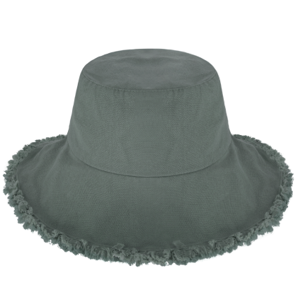Wide Brim Frayed Bucket Hat