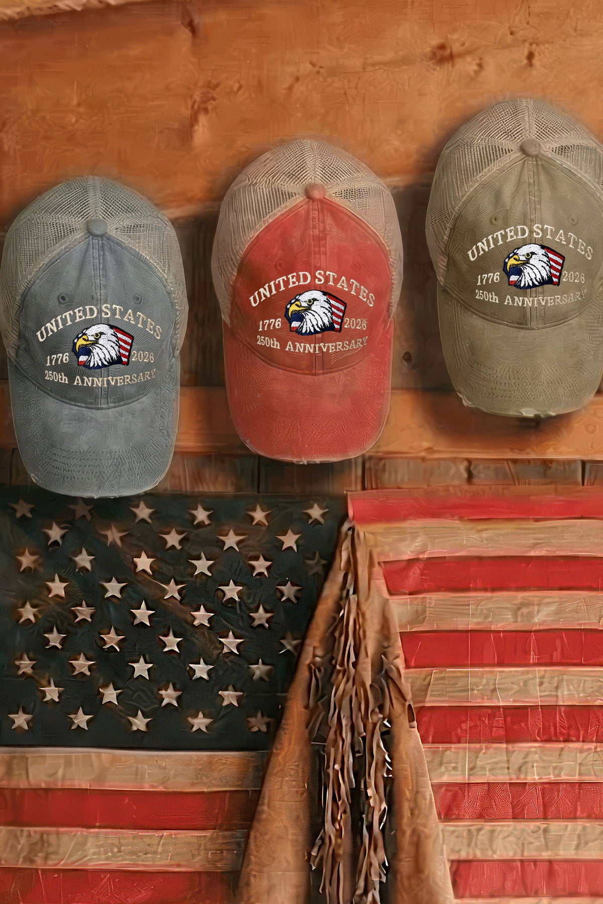 250th Anniversary USA Embroidered Vintage Trucker Cap – Adjustable Snapback Hat