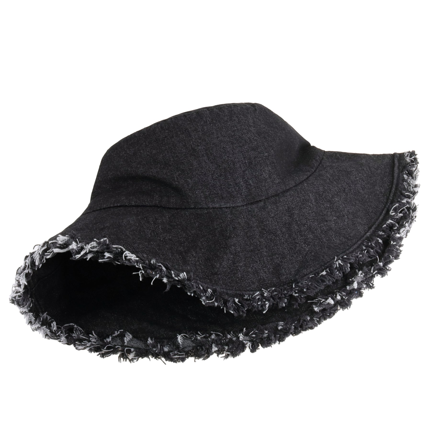 Wide Brim Frayed Bucket Hat