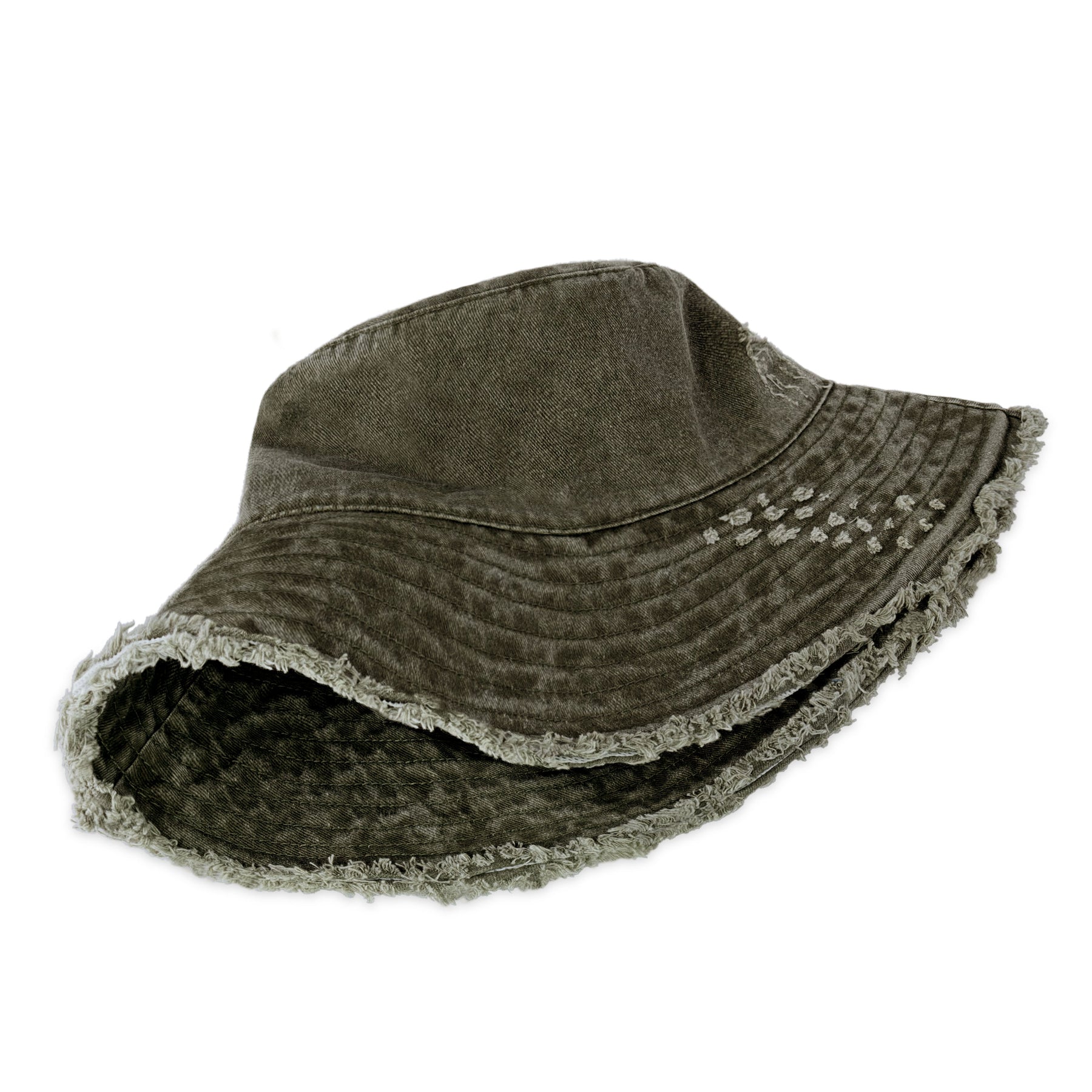 Wide Brim Frayed Bucket Hat