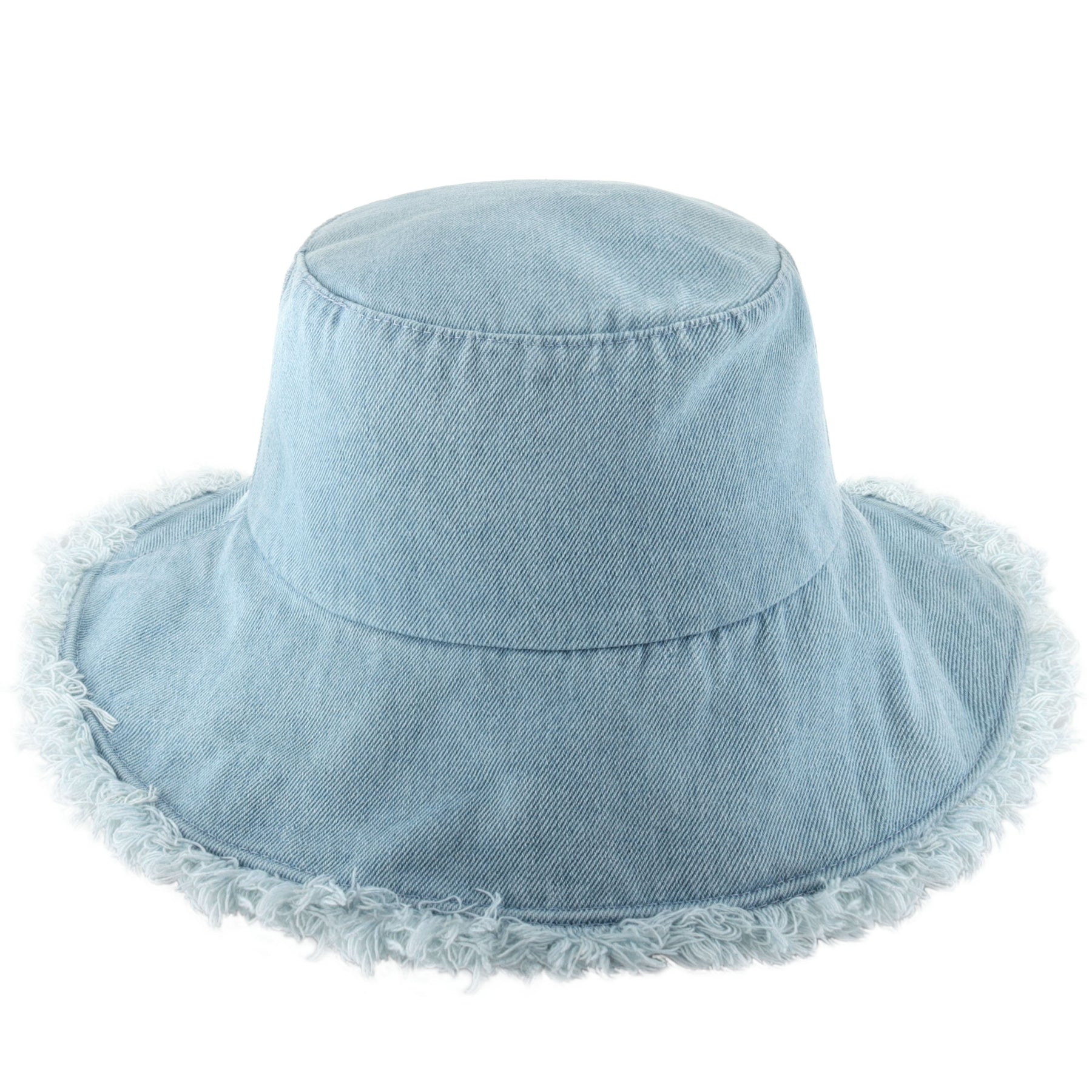 Wide Brim Frayed Bucket Hat