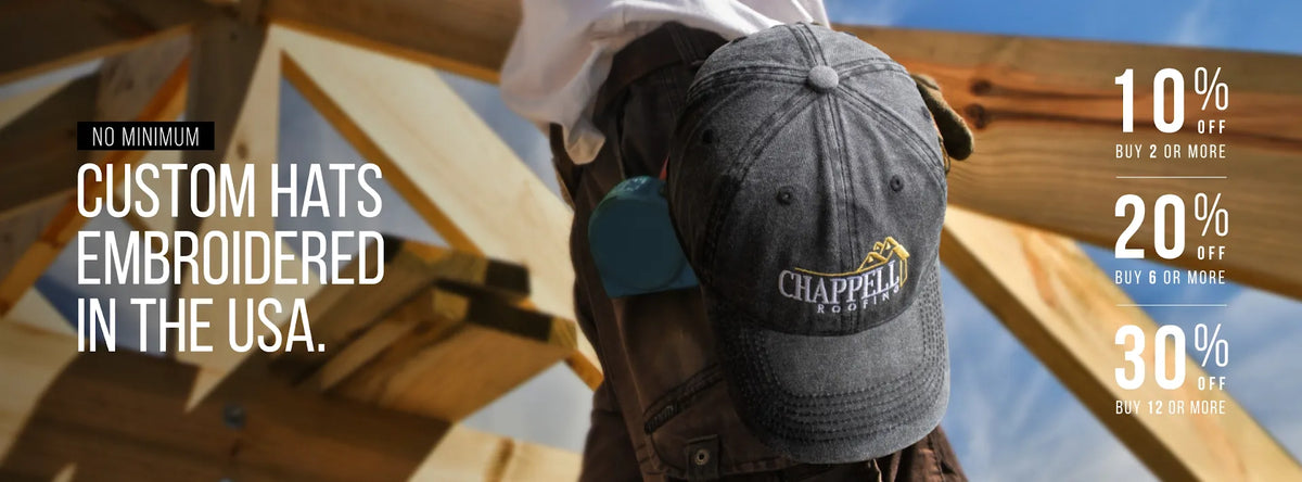 Custom hats embroidered in the USA with bulk discount tiers