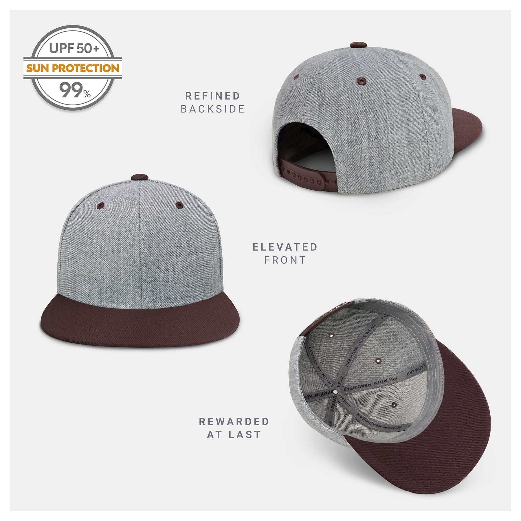 Two-Tone Heather Grey Flat Bill