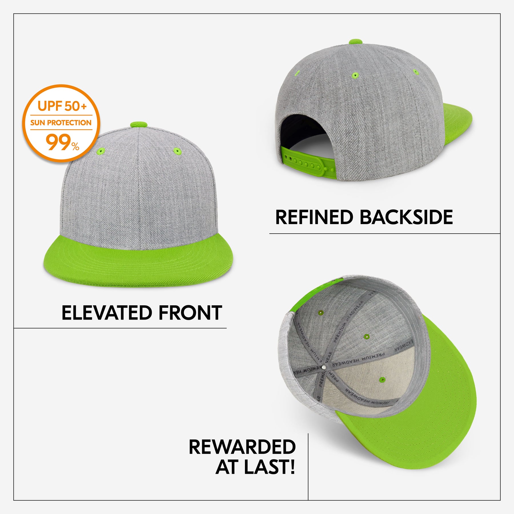 Two-Tone Heather Grey Flat Bill