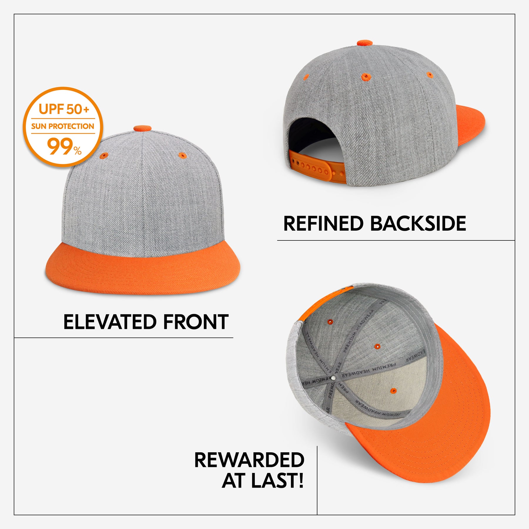 Two-Tone Heather Grey Flat Bill