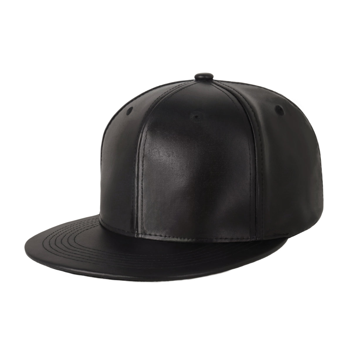 PU Leather Flat Bill Snapback – Sleek Adjustable Street Style Cap