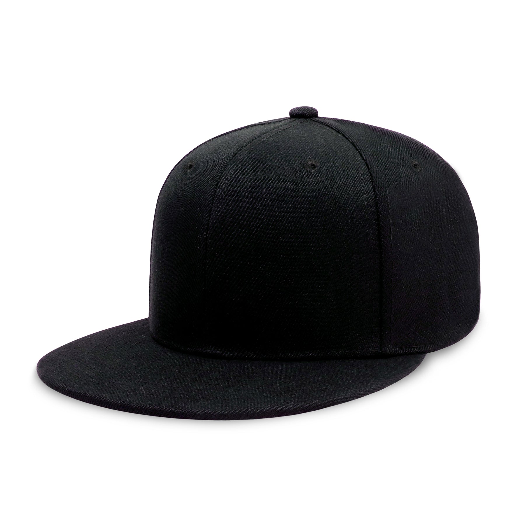 Black Plain Solid Snapback Hat