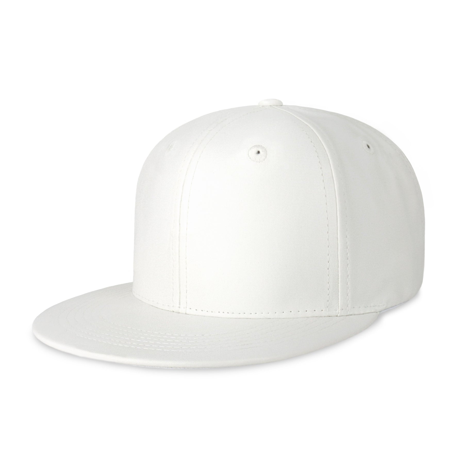 white Leather Flat Bill Snapback