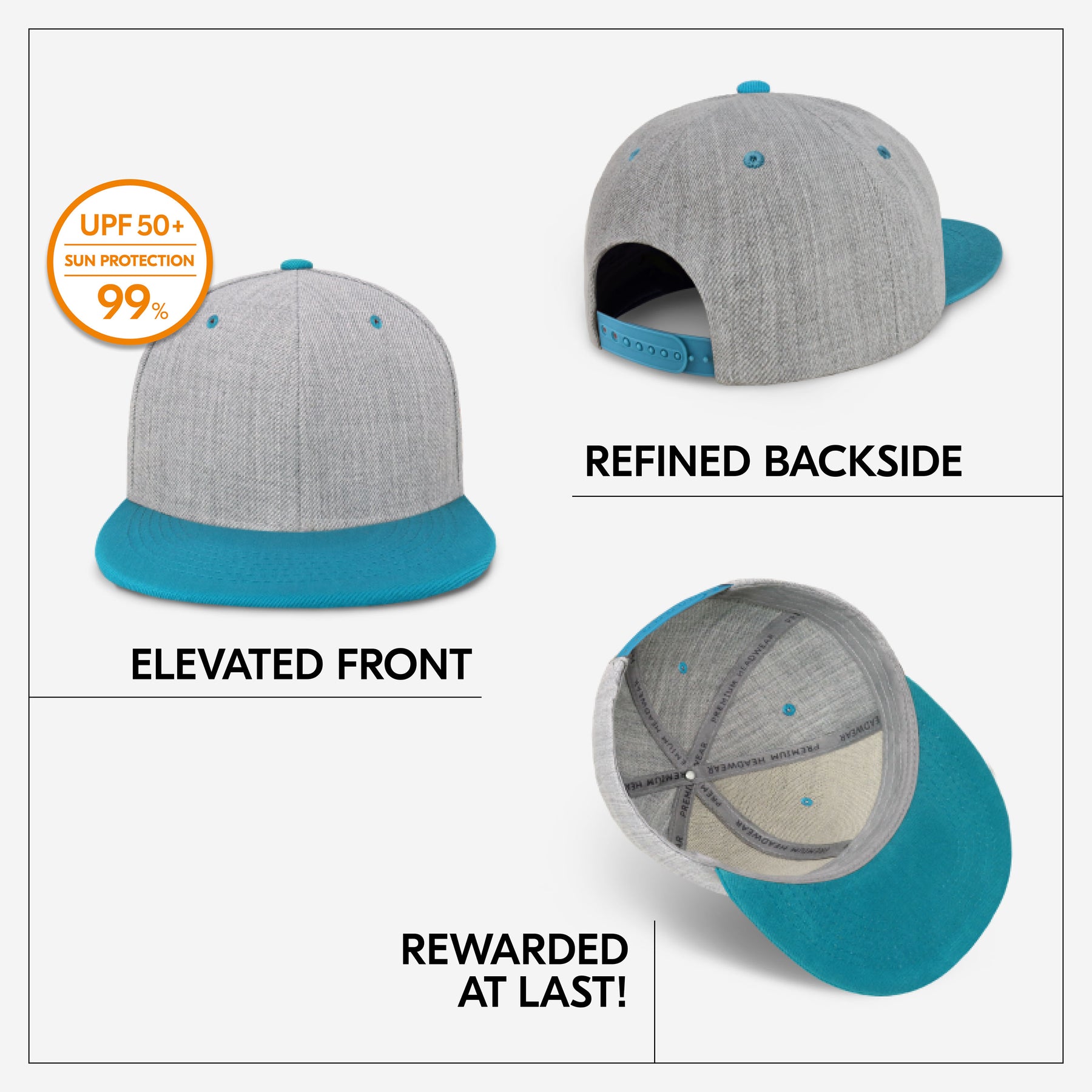 Refined Backside Plain Heather Grey Snapback Hat