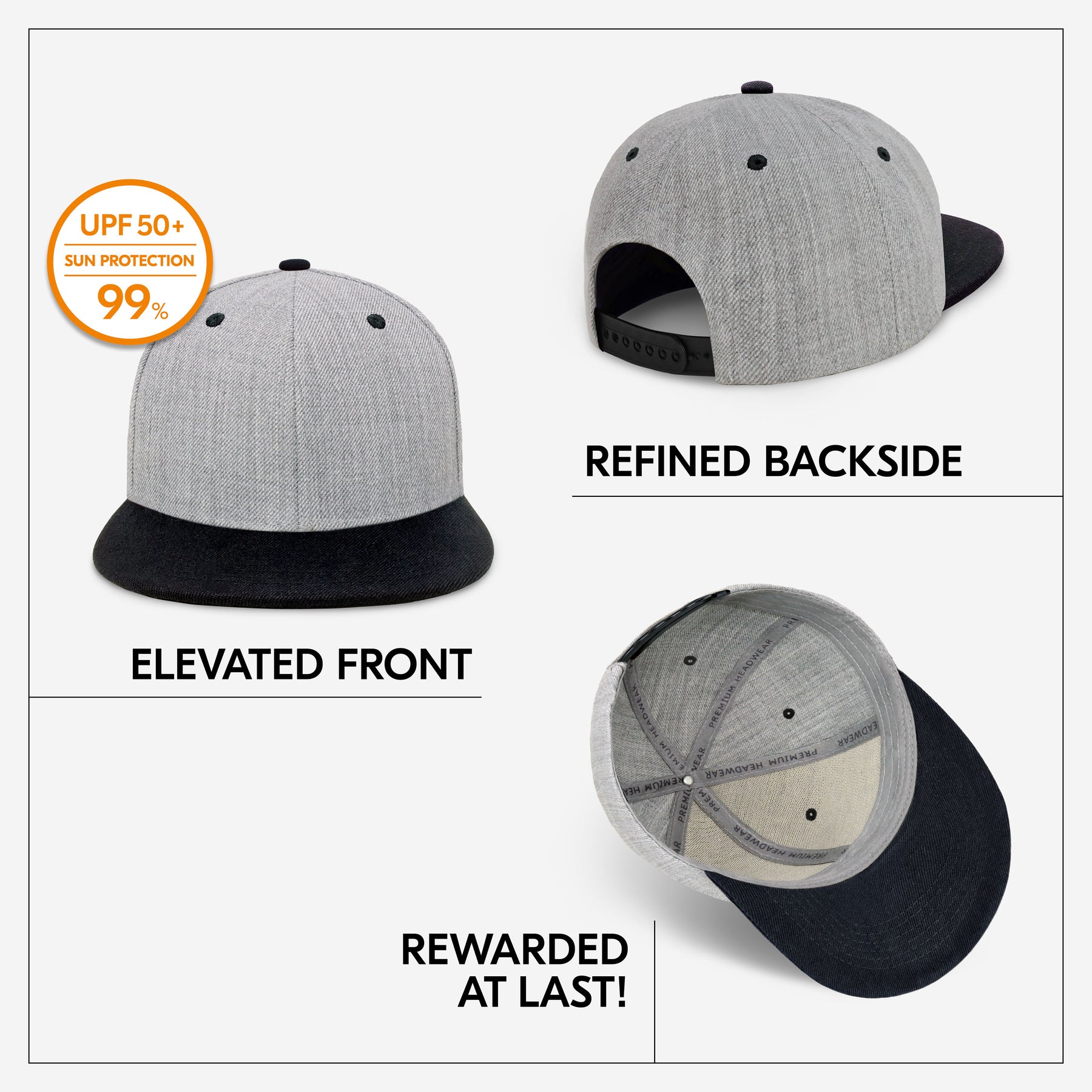 Two-Tone Heather Grey Flat Bill