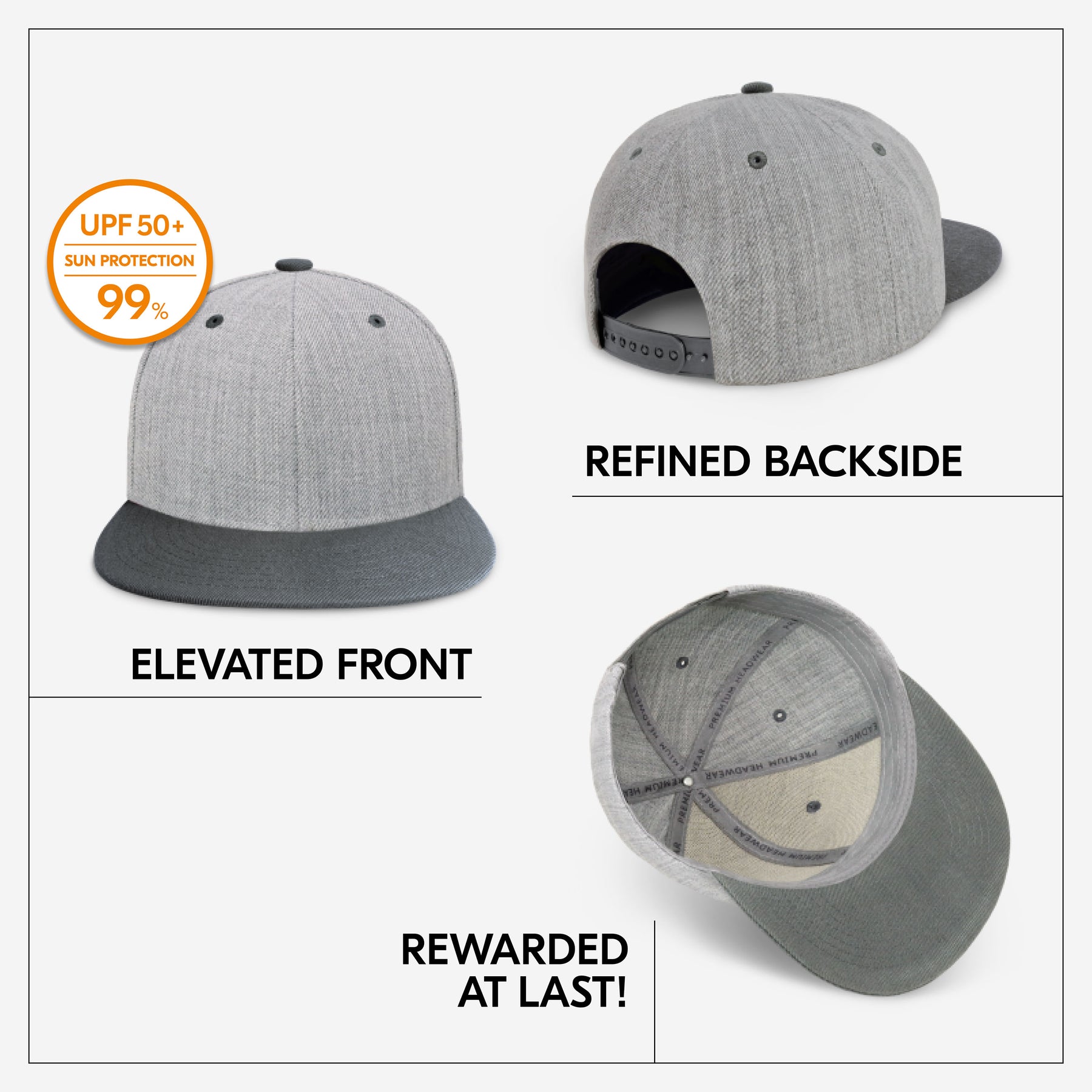 Two-Tone Heather Grey Flat Bill