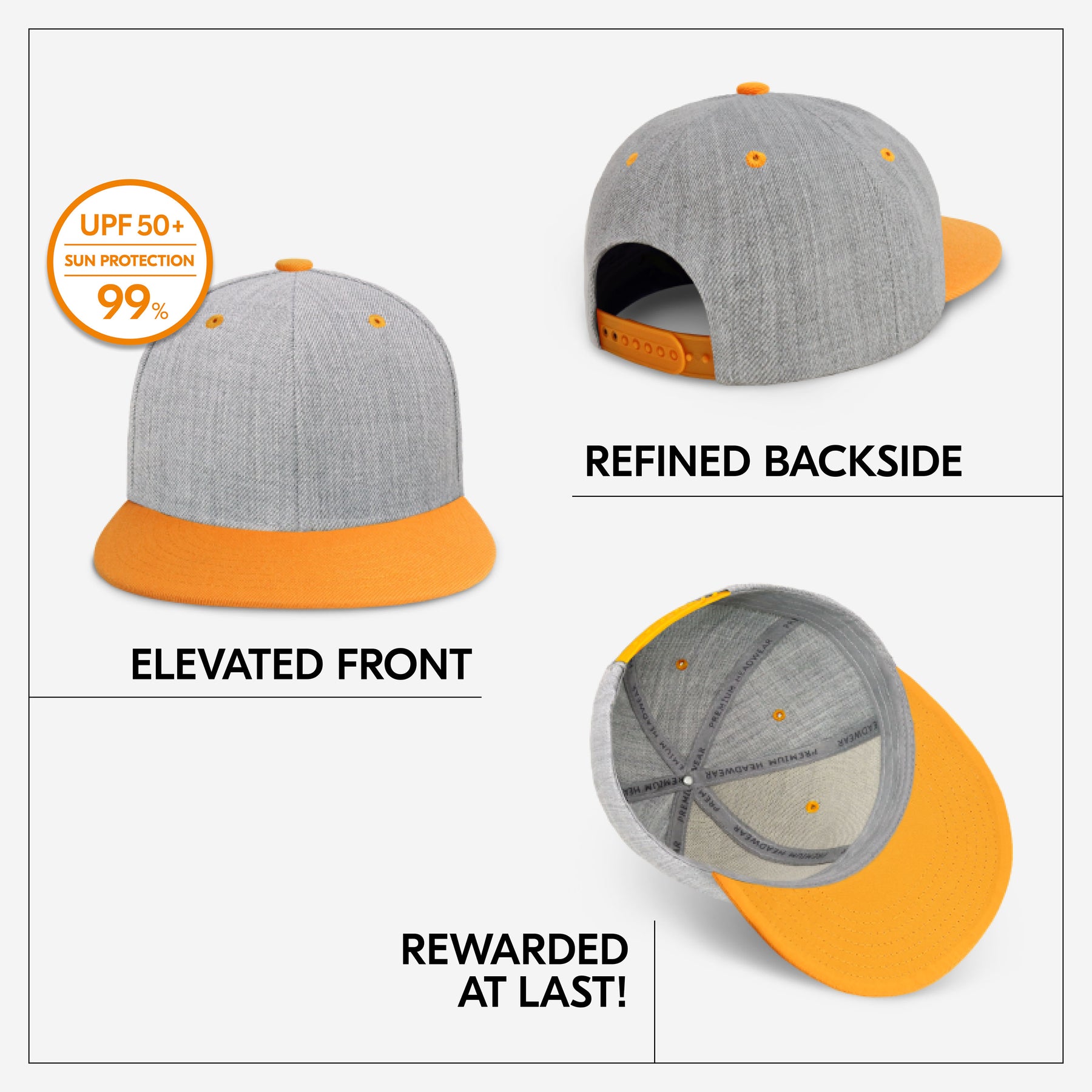 Two-Tone Heather Grey Flat Bill