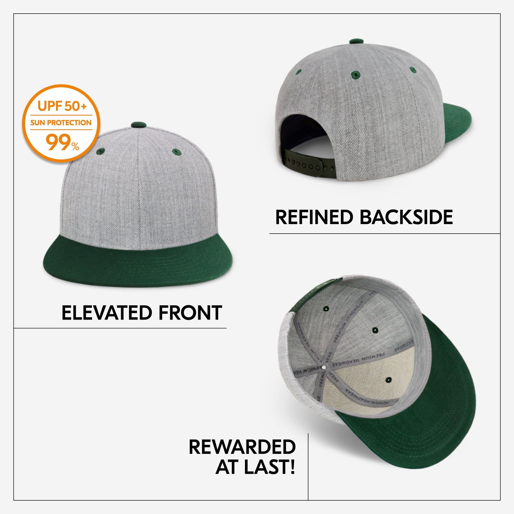 Two-Tone Heather Grey Flat Bill