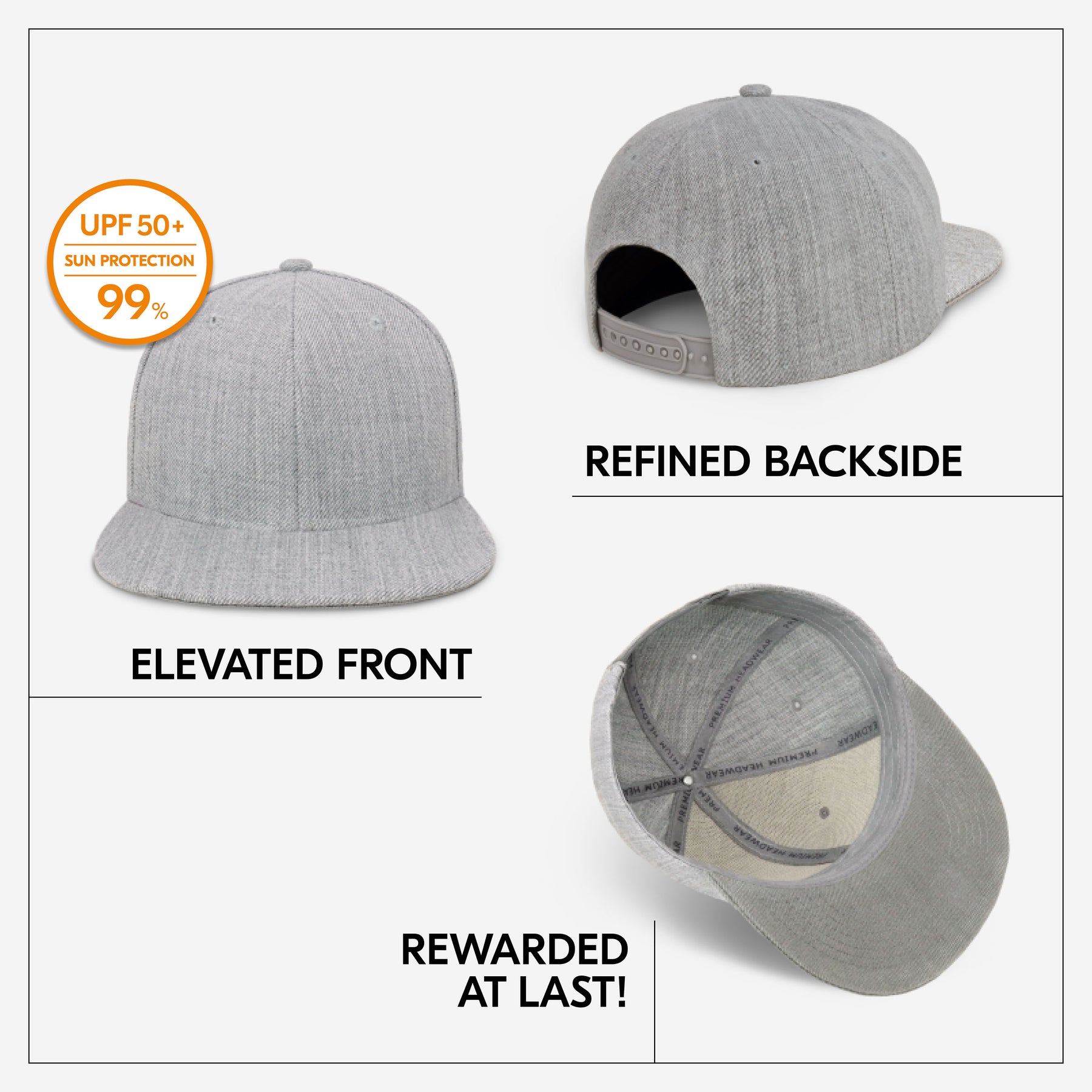 Two-Tone Heather Grey Flat Bill