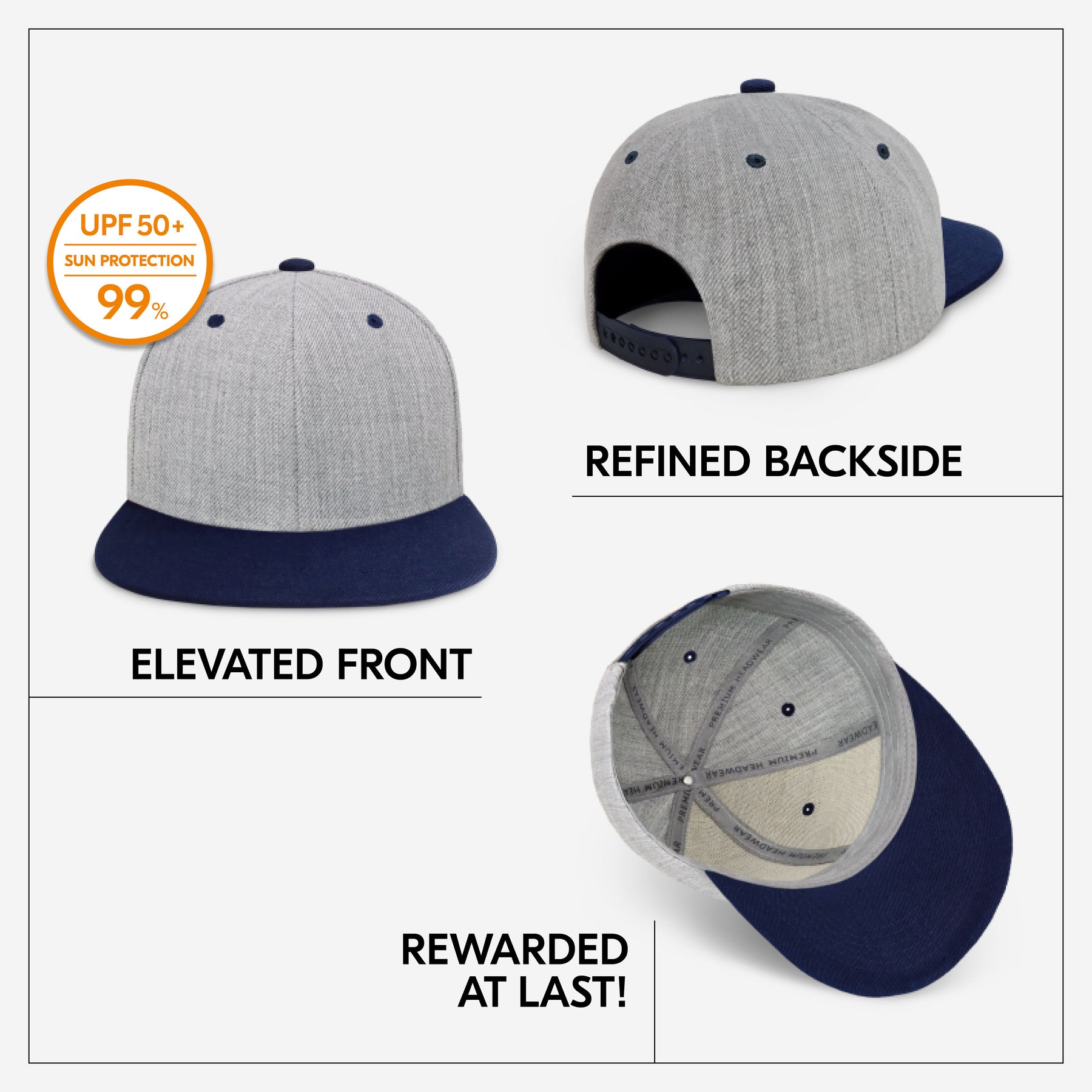 Two-Tone Heather Grey Flat Bill