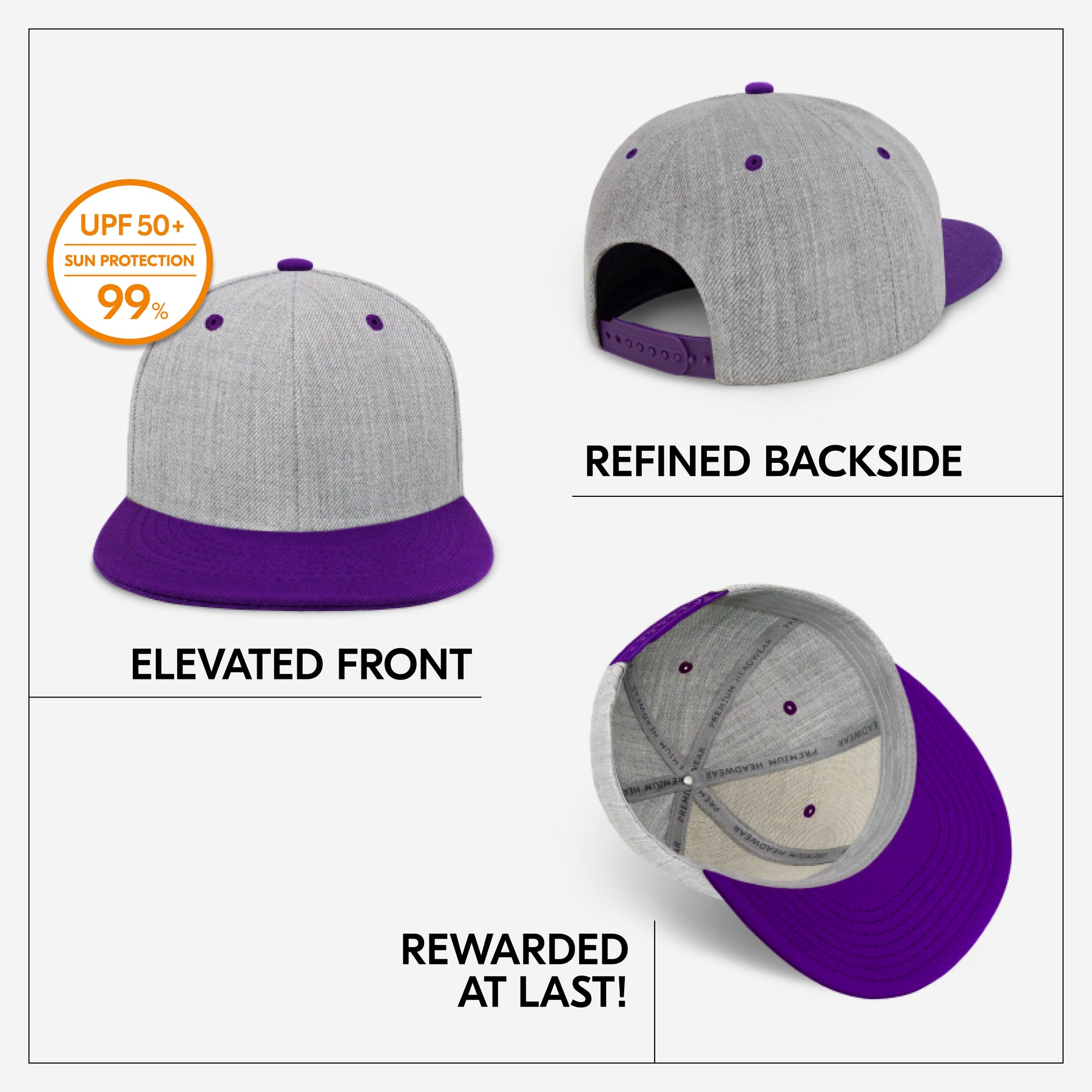 Two-Tone Heather Grey Flat Bill