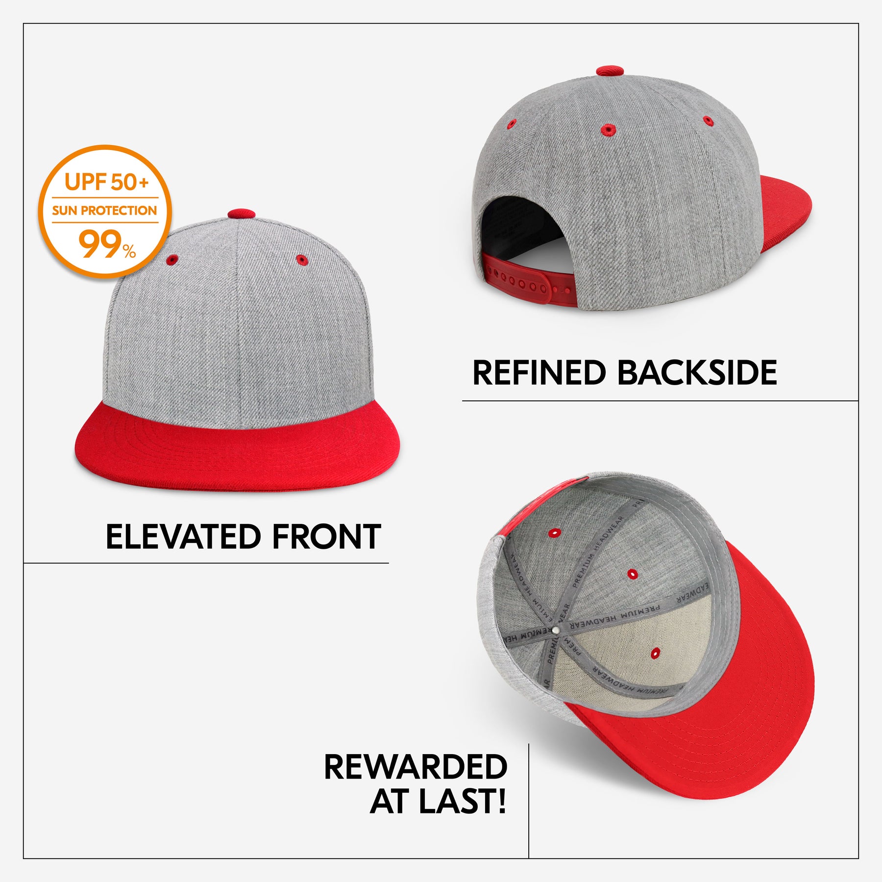 Two-Tone Heather Grey Flat Bill