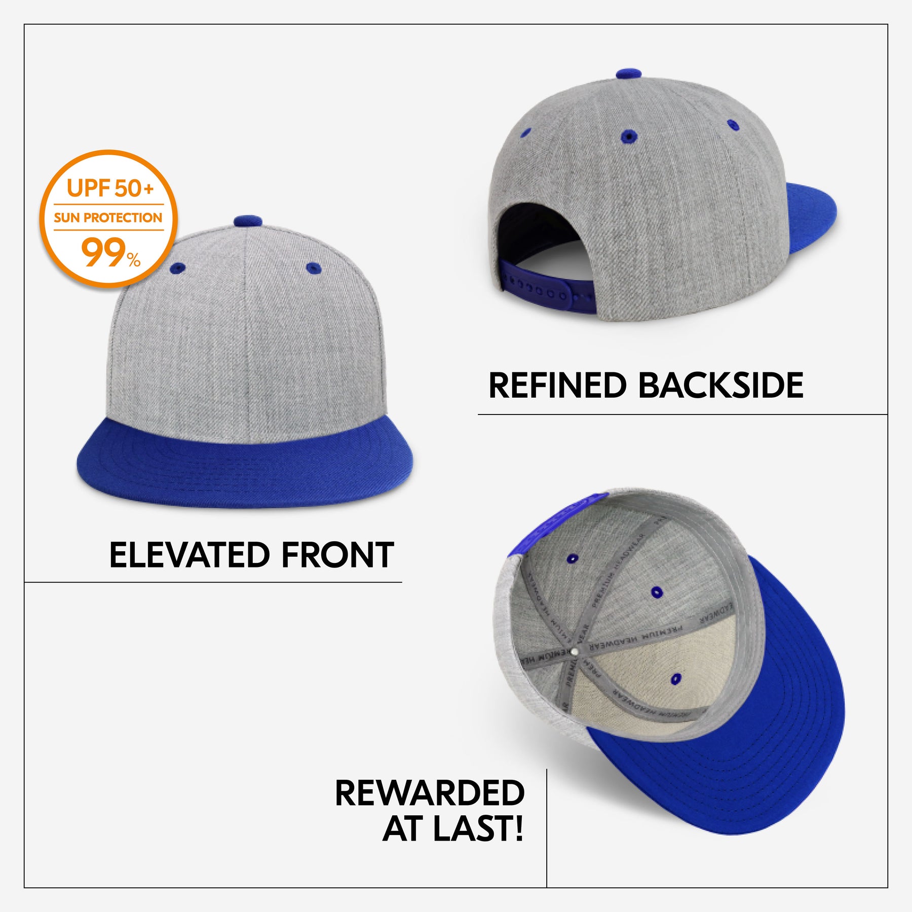 Two-Tone Heather Grey Flat Bill