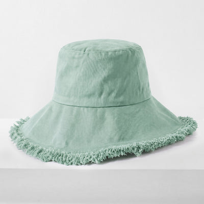 Frayed Cotton Bucket Hat for Summer – Stylish Casual Cotton Sun Hat