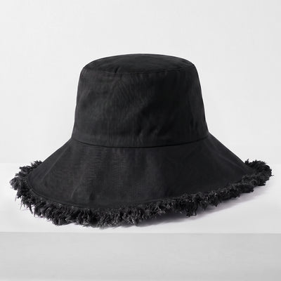 Frayed Cotton Bucket Hat for Summer – Stylish Casual Cotton Sun Hat