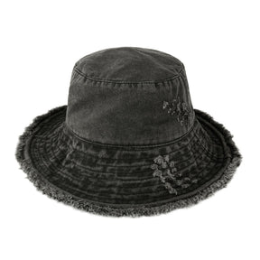 Wide Brim Frayed Bucket Hat