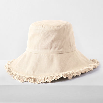 Frayed Cotton Bucket Hat for Summer – Stylish Casual Cotton Sun Hat