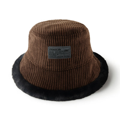 Reversible Bucket Hat for Winter – Corduroy & Faux Fur Cozy Hat