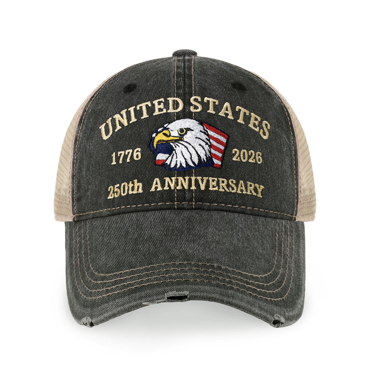 250th Anniversary USA Embroidered Vintage Trucker Cap – Adjustable Snapback Hat