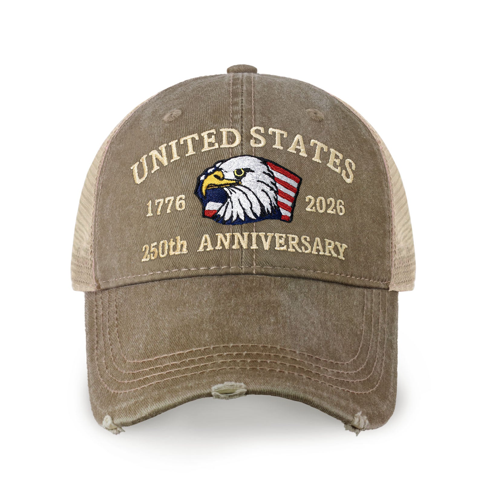 250th Anniversary USA Embroidered Vintage Trucker Cap – Adjustable Snapback Hat