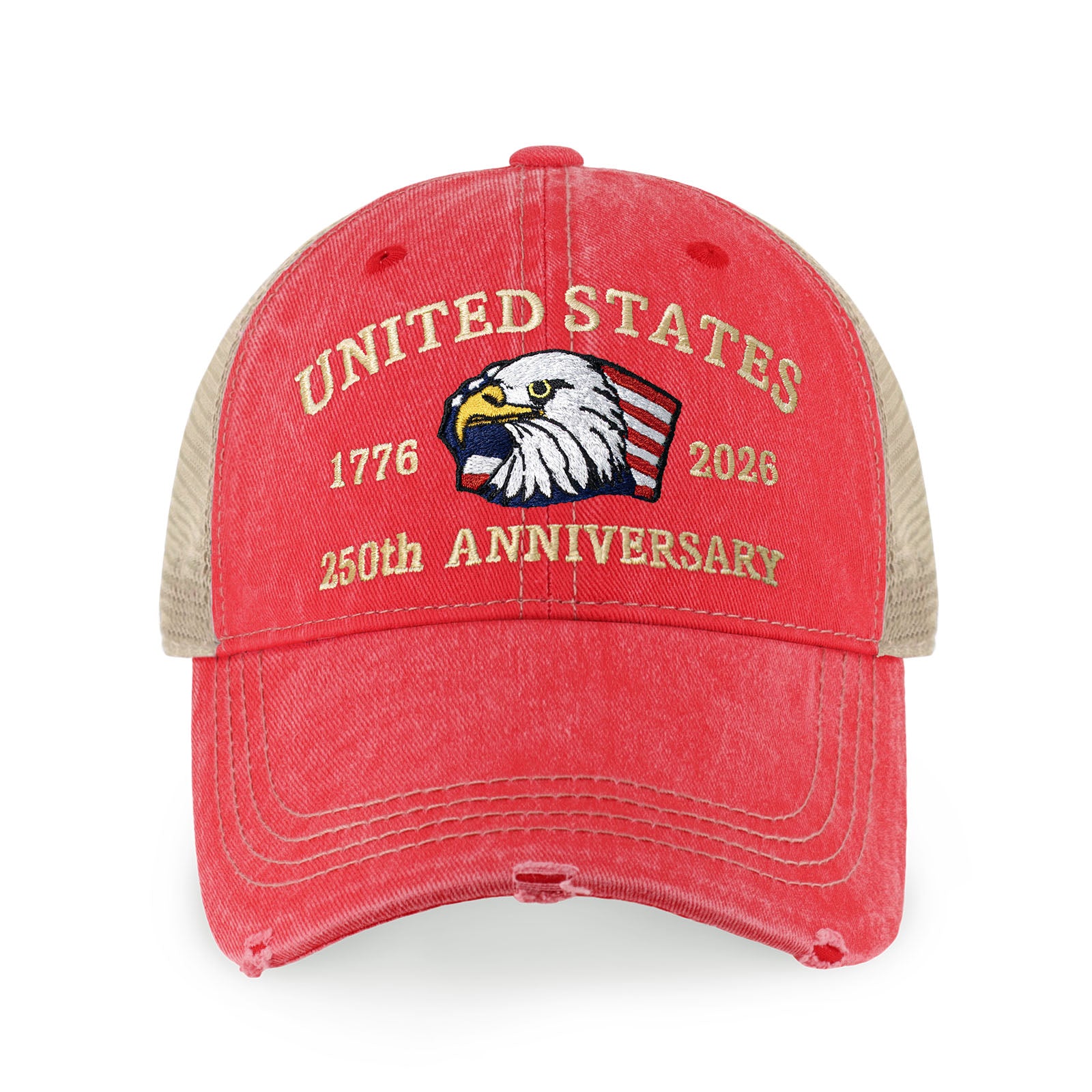 250th Anniversary USA Embroidered Vintage Trucker Cap – Adjustable Snapback Hat