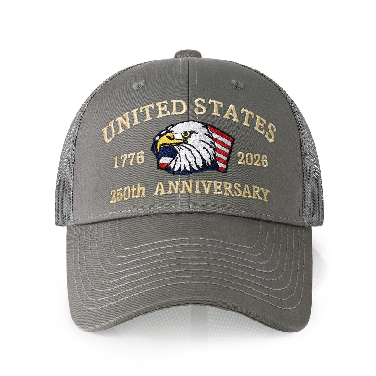 250th Anniversary USA Embroidered Mesh Trucker Cap – Adjustable Snapback Hat
