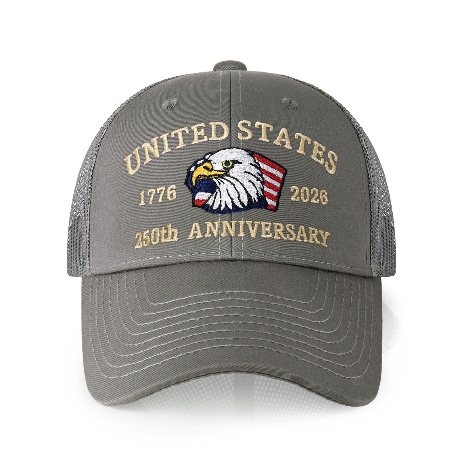 250th Anniversary USA Embroidered Mesh Trucker Cap – Adjustable Snapback Hat