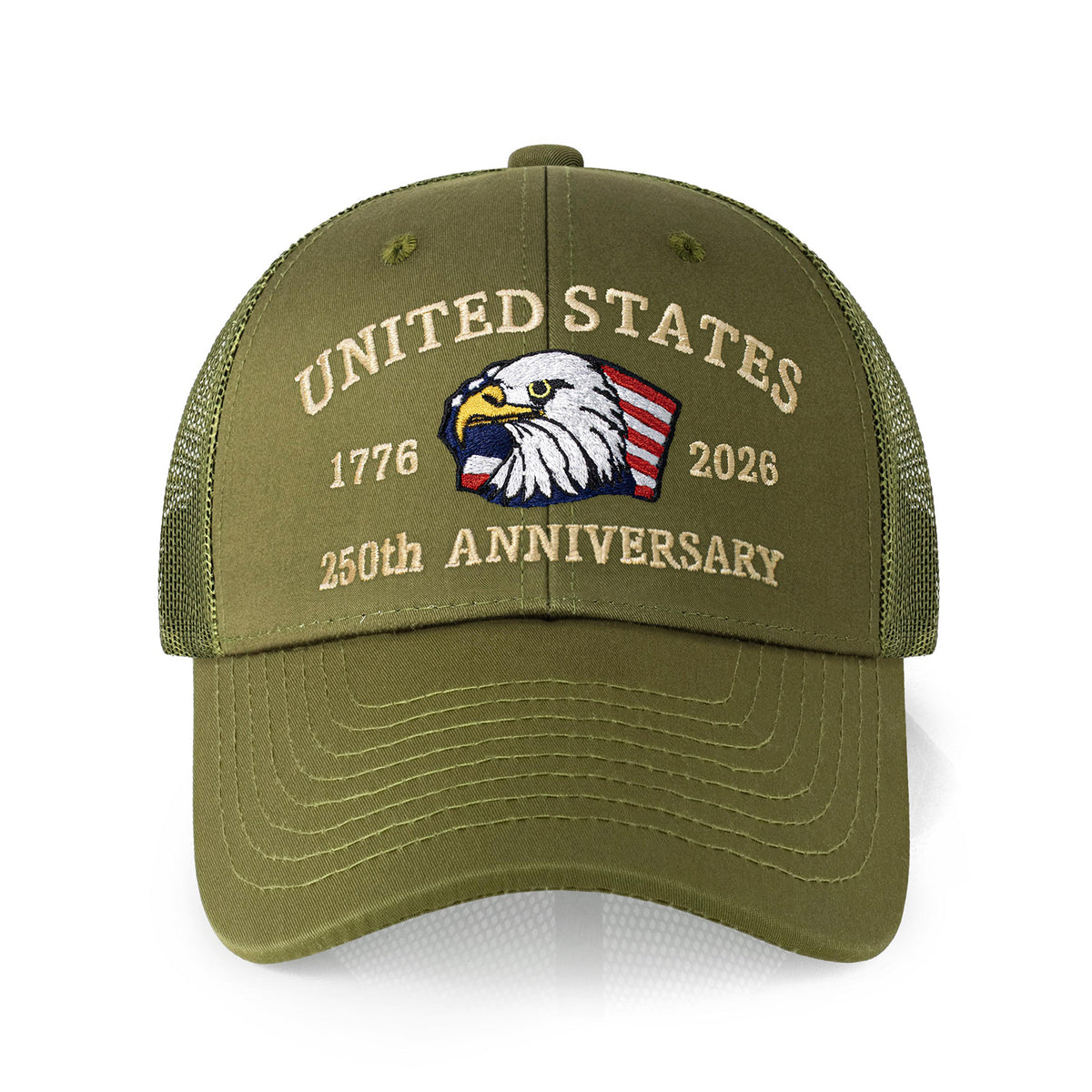 250th Anniversary USA Embroidered Mesh Trucker Cap – Adjustable Snapback Hat