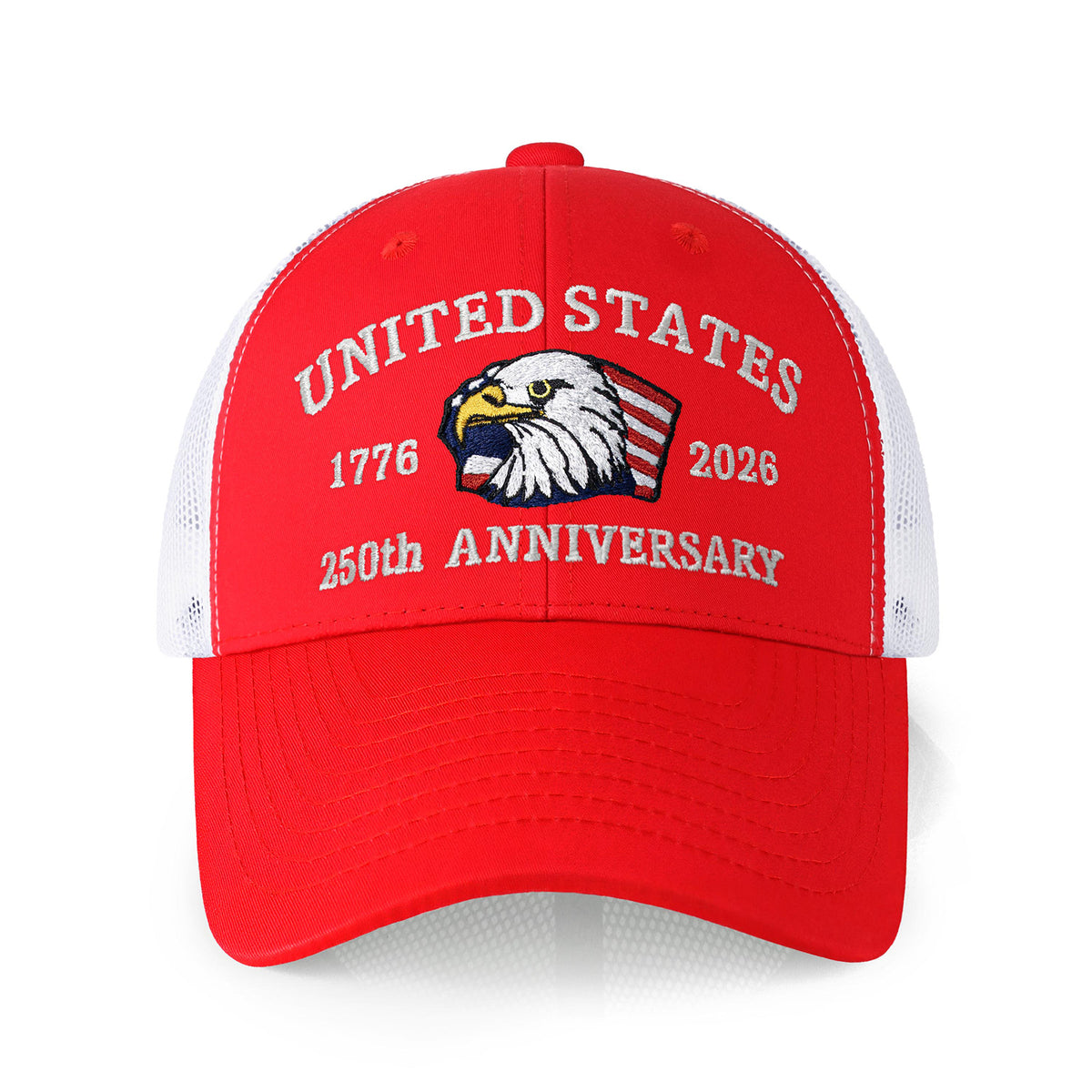 250th Anniversary USA Embroidered Mesh Trucker Cap – Adjustable Snapback Hat