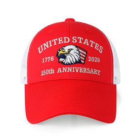 250th Anniversary USA Embroidered Mesh Trucker Cap – Adjustable Snapback Hat