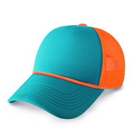 Two-Tone Foam Trucker Cap with Rope – Adjustable Mesh Trucker Hat