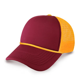 Two-Tone Foam Trucker Cap with Rope – Adjustable Mesh Trucker Hat