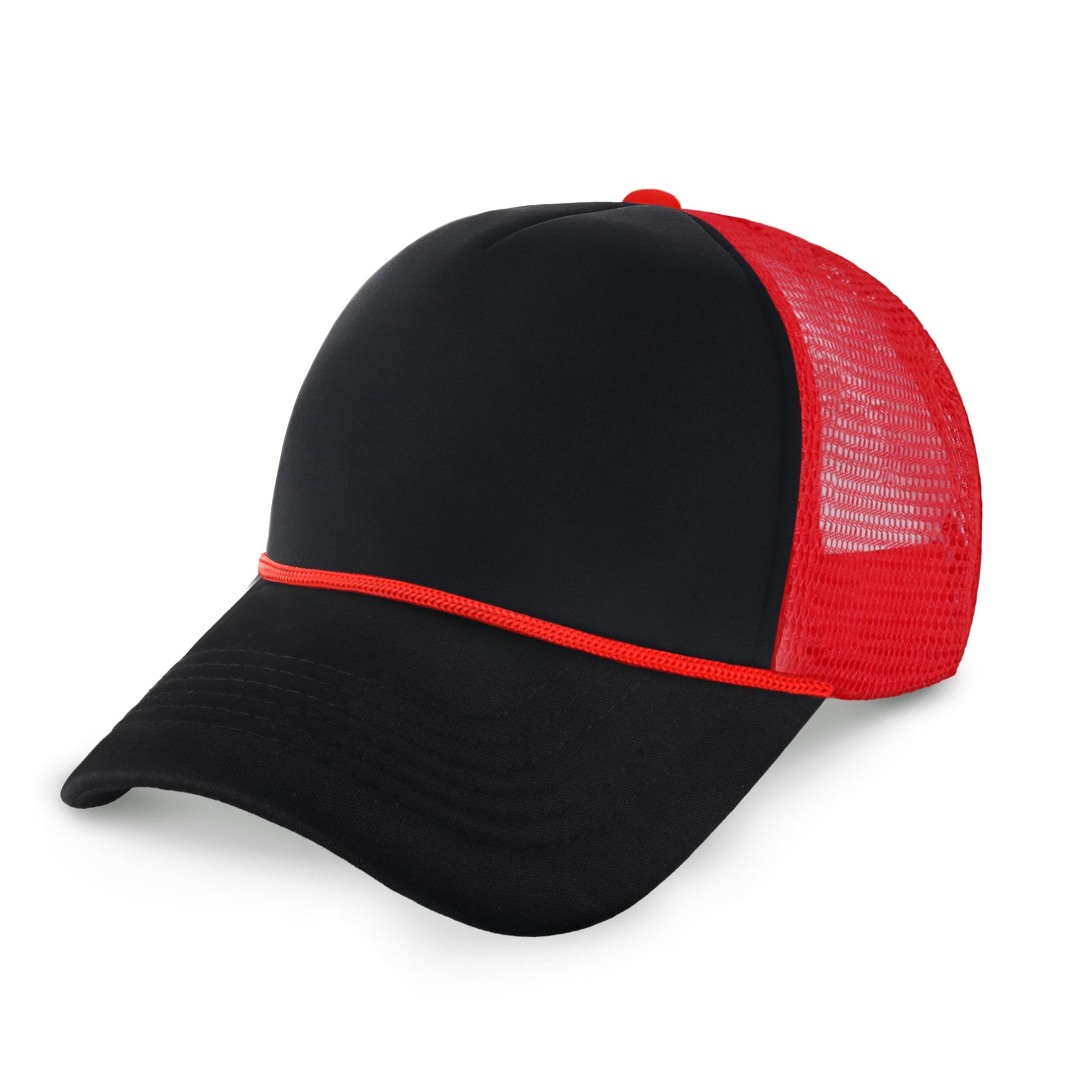 Two-Tone Foam Trucker Cap with Rope – Adjustable Mesh Trucker Hat
