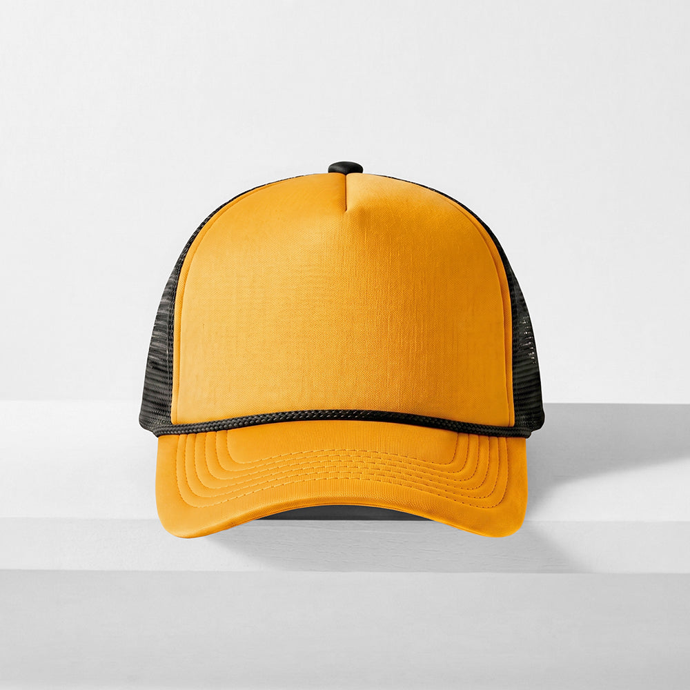 Two-Tone Foam Trucker Cap with Rope – Adjustable Mesh Trucker Hat