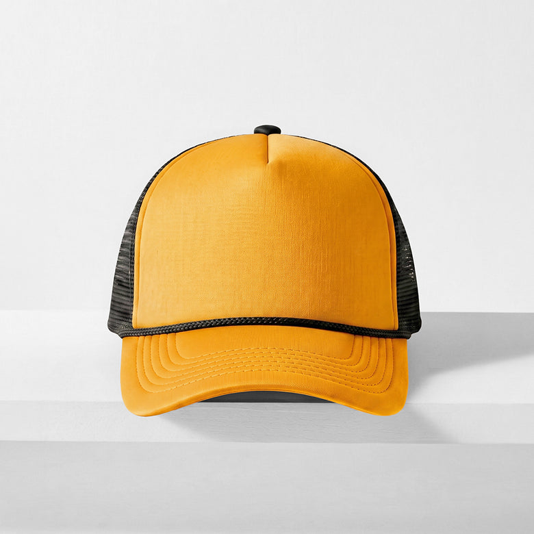 Two-Tone Foam Trucker Cap with Rope – Adjustable Mesh Trucker Hat