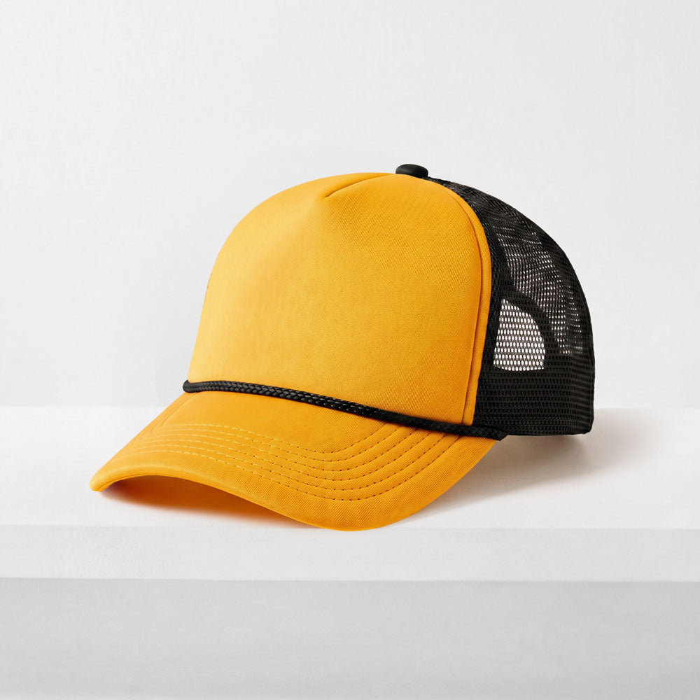 Two-Tone Foam Trucker Cap with Rope – Adjustable Mesh Trucker Hat