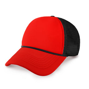 Two-Tone Foam Trucker Cap with Rope – Adjustable Mesh Trucker Hat