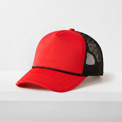 Two-Tone Foam Trucker Cap with Rope – Adjustable Mesh Trucker Hat