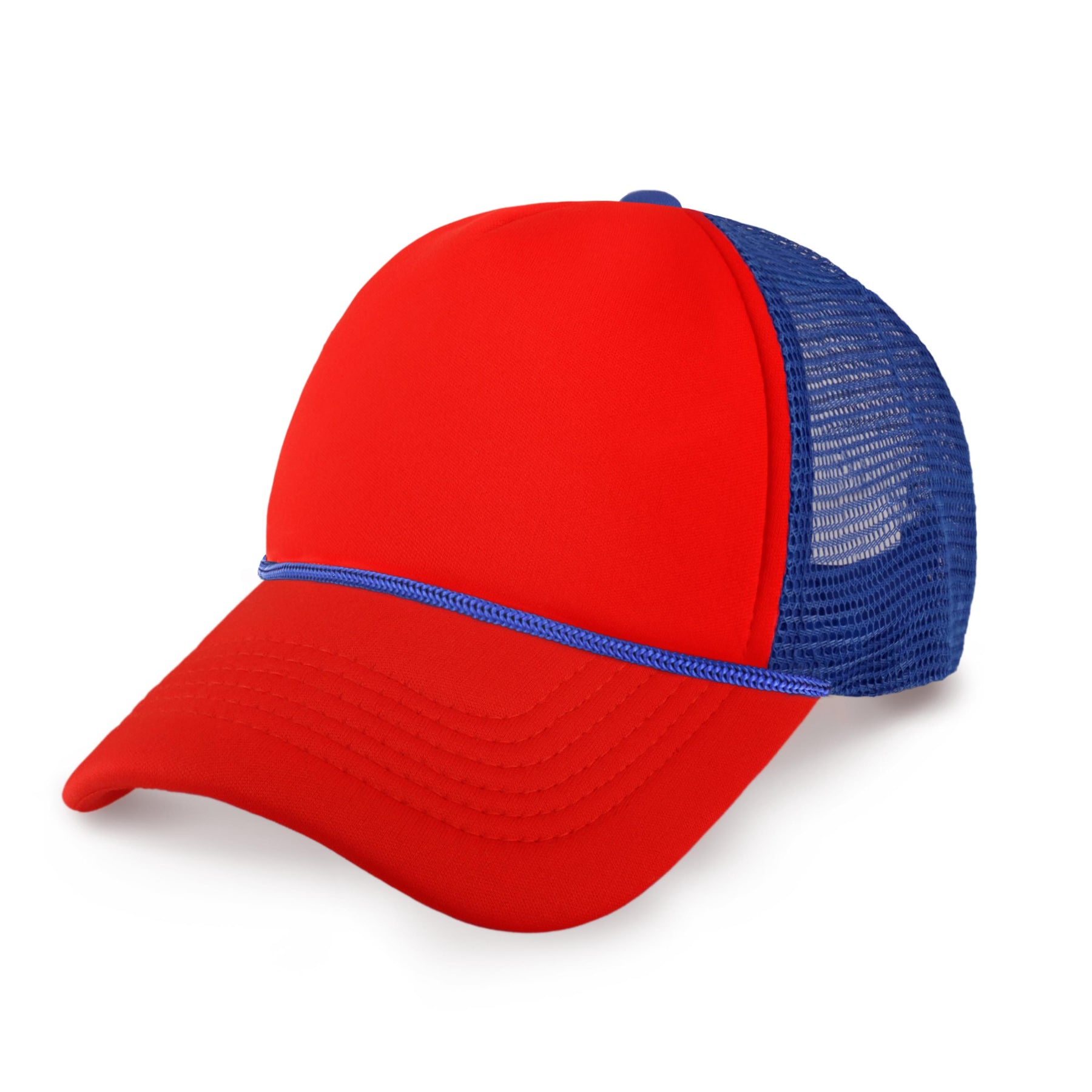 Two-Tone Foam Trucker Cap with Rope – Adjustable Mesh Trucker Hat