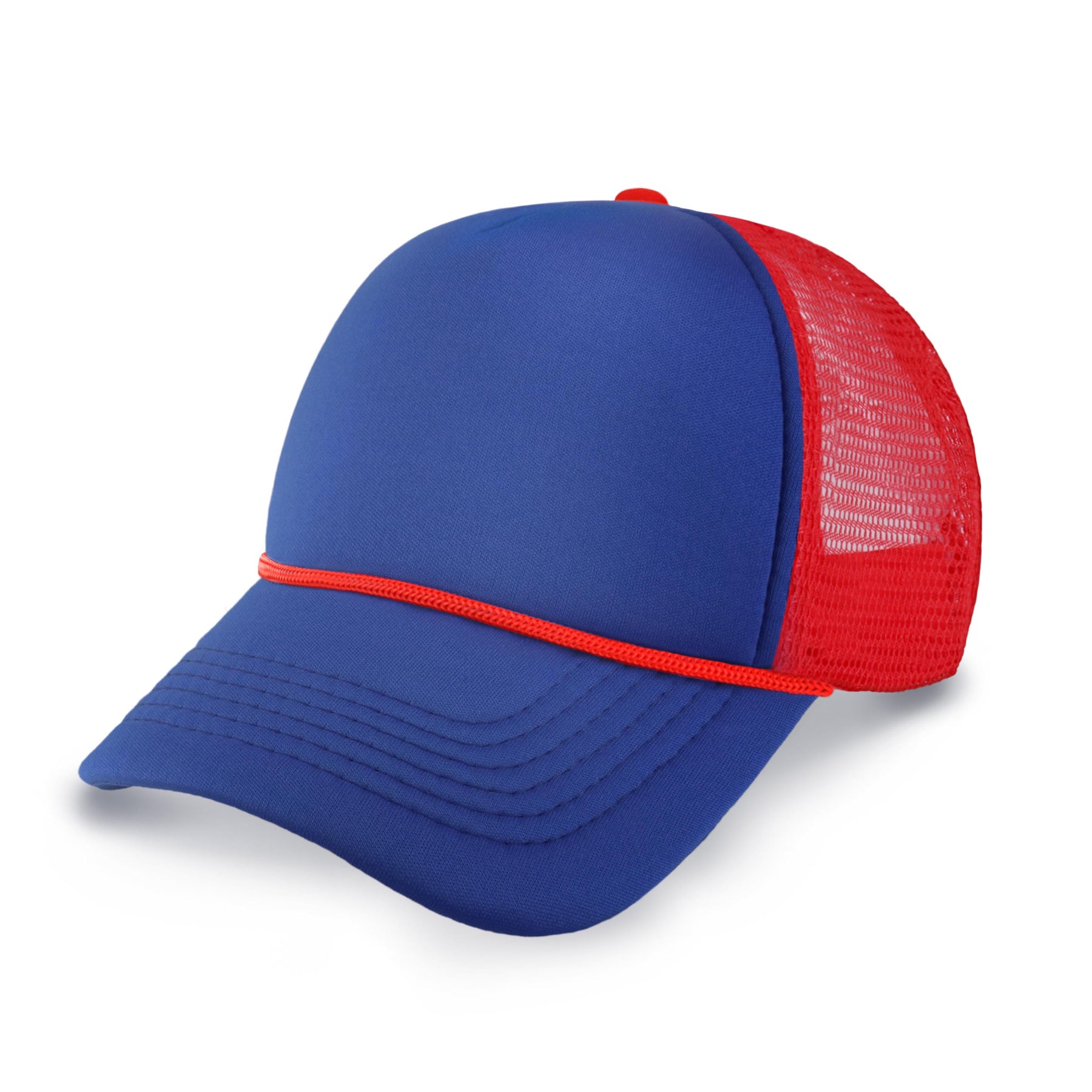 Two-Tone Foam Trucker Cap with Rope – Adjustable Mesh Trucker Hat