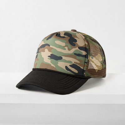 Two-Tone Foam Trucker Cap with Rope – Adjustable Mesh Trucker Hat