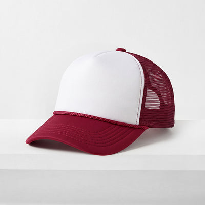 Two-Tone Foam Trucker Cap with Rope – Adjustable Mesh Trucker Hat