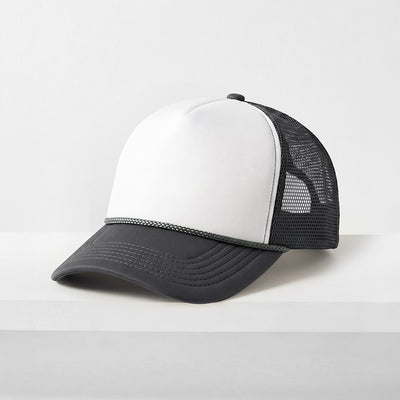 Two-Tone Foam Trucker Cap with Rope – Adjustable Mesh Trucker Hat