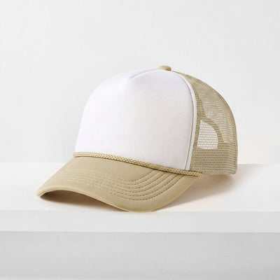 Two-Tone Foam Trucker Cap with Rope – Adjustable Mesh Trucker Hat