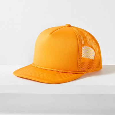 Classic Foam Trucker Hat with Rope – Flat Bill Mesh Snapback